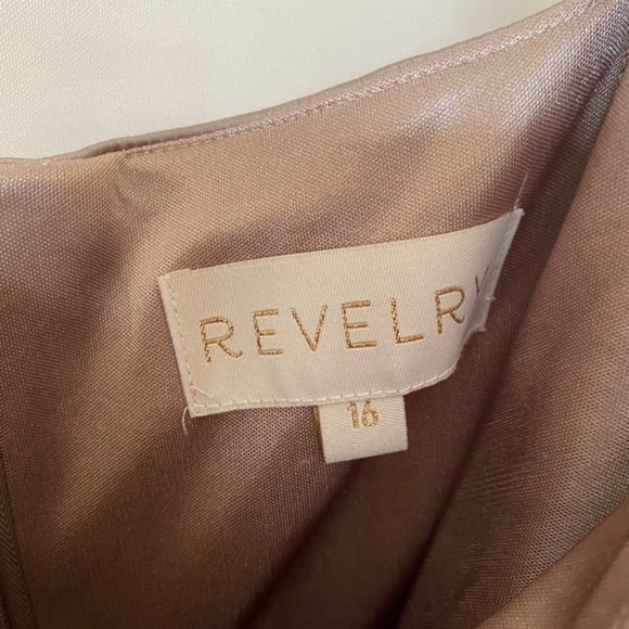 Revelry Taupe Rory Satin Bridesmaid Dress - Picture 3 of 6